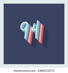Digit or number 94, 3D  shadow Digit, Typography minimal design.