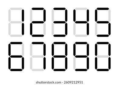 Digit number display time clock icon. Calculator font vector screen electronic timer. Black digit number sign hour background