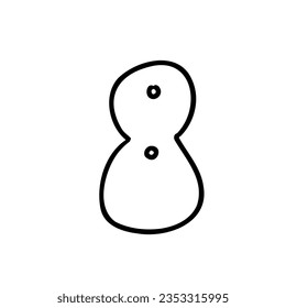 Digit number eight cartoon outline in outline childlike style isolated on white background. For typography, font, lettering, logo, alphabet, signboard, education, branding, presentation.