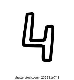 Dígito número cuatro contorno en forma de burbuja de contorno aislado en fondo blanco. Para tipografía, letra, letras, logo, alfabeto, educación, abc, marca, presentación, cartón.