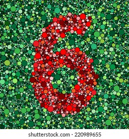 digit number six on green background vector illustration