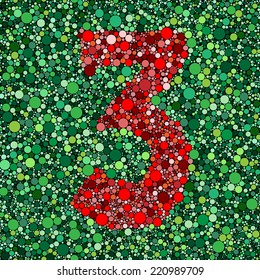digit number three on green background vector illustration