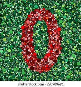 digit number zero on green background vector illustration