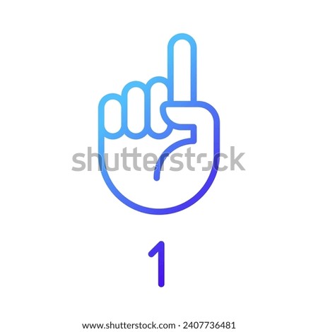 Digit one in ASL pixel perfect gradient linear vector icon. Nonverbal communication. Gesture language. Thin line color symbol. Modern style pictogram. Vector isolated outline drawing