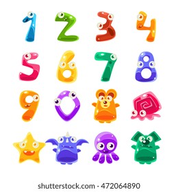 Digit Shaped Animals And Jelly Creatures Set