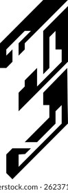Digit stylography single number "three" vector icon