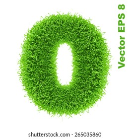 Digit symbol 0 of grass alphabet, vector illustration EPS 8.