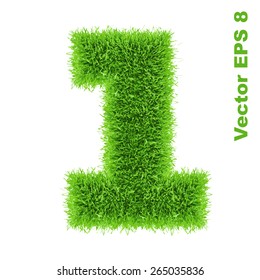Digit symbol 1 of grass alphabet, vector illustration EPS 8.