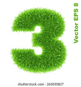 Digit symbol 3 of grass alphabet, vector illustration EPS 8.