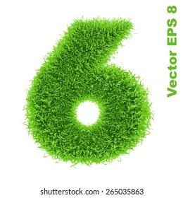 Digit symbol 6 of grass alphabet, vector illustration EPS 8.