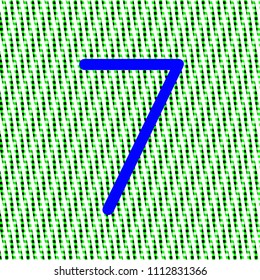 digit symbol number 7 in bright blue color, over texture in green color for advertising editable vector