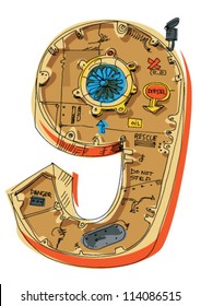digit - techno style drawing - cartoon