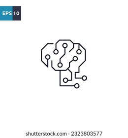Digita artificial intelligence brain outline icon Vector illustration