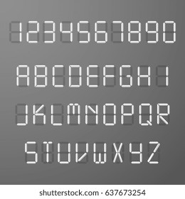 Digital 3d display time numbers and letters vector set