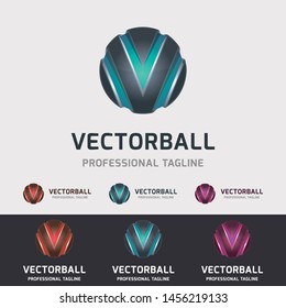 Digital 3d logo sphere with letter V concept design. Symbol graphic template element - Vector