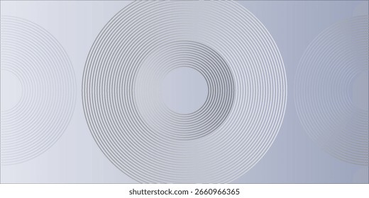 Obra de arte abstracta digital con patrones de líneas circulares concéntricas sobre un fondo de gradiente suave en tonos de azul y gris. La forma central en forma de rosca y las transiciones suaves crean un ambiente moderno