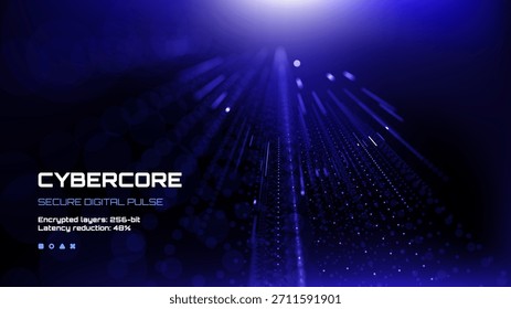 Fundo abstrato digital com listras e círculos de luz azul. Conceito de plano de fundo de vetor técnico para fluxo de dados e rede.