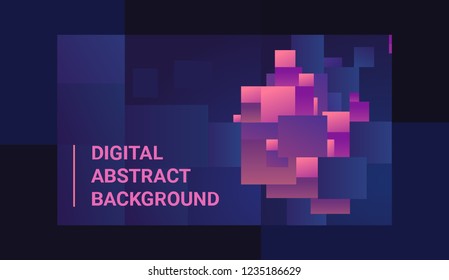 Digital abstract background. Abstract composition of squares with gradient.
