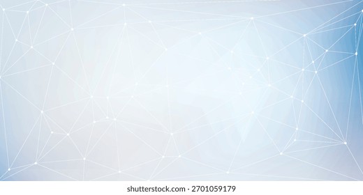 A digital abstract background featuring a luminous network of interconnected dots and lines in shades of blue and white.