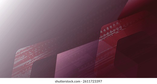Digital abstract background hexagon lines on red grunge background. Futuristic digital network stripe line art design for poster, brochure, cover, website, banner