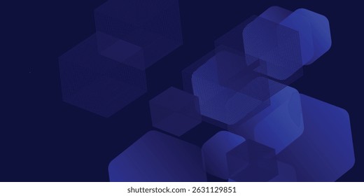 Digital abstract background hexagon lines on blue background. Futuristic digital network stripe line art design for poster, brochure, cover, website, banner