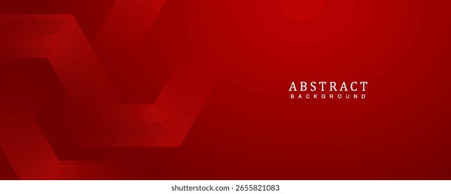 Linhas de hexágono de fundo abstrato digital em fundo vermelho. Rede digital futurista stripe line art design para cartaz, brochura, capa, site, banner