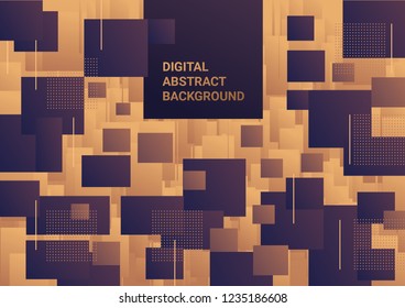 Digital abstract background. Vector sci fi texture. Abstract composition of squares with gradient.