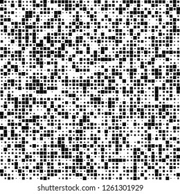 Digital Abstract Black and White Pixel Background, QR Code Abstract Background, Vector Seamless Pattern, Random Pixel Texture

