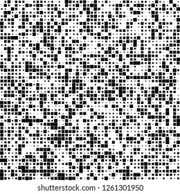 Digital Abstract Black and White Pixel Background, QR Code Abstract Background, Vector Seamless Pattern, Random Pixel Texture

