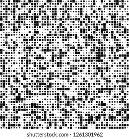 Digital Abstract Black and White Pixel Background, QR Code Abstract Background, Vector Seamless Pattern, Random Pixel Texture

