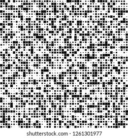 Digital Abstract Black and White Pixel Background, QR Code Abstract Background, Vector Seamless Pattern, Random Pixel Texture

