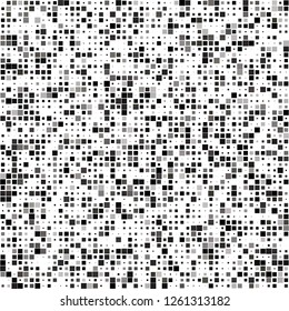 Digital Abstract Black and White Pixel Background, QR Code Abstract Background, Vector Seamless Pattern, Random Pixel Texture

