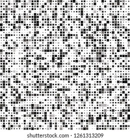 Digital Abstract Black and White Pixel Background, QR Code Abstract Background, Vector Seamless Pattern, Random Pixel Texture

