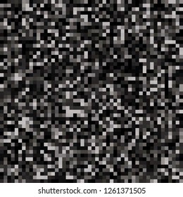 Digital Abstract Black and White Pixel Background, QR Code Abstract Background, Vector Seamless Pattern, Random Pixel Texture