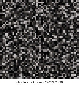 Digitaler abstrakter schwarz-weißer Pixel-Hintergrund, abstrakter QR-Code, Vektornahtloses Muster, Random-Pixel-Textur