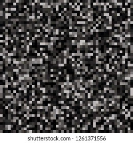 Digitaler abstrakter schwarz-weißer Pixel-Hintergrund, abstrakter QR-Code, Vektornahtloses Muster, Random-Pixel-Textur