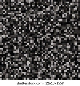 Digital Abstract Black and White Pixel Background, QR Code Abstract Background, Vector Seamless Pattern, Random Pixel Texture