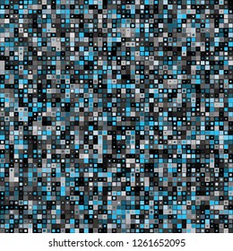 Resumen digital Fondo de píxeles en blanco y negro, fondo abstracto de código QR, patrón sin brillo vectorial, textura de píxeles aleatorios