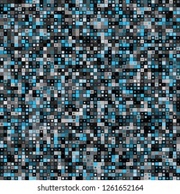 Digitaler abstrakter schwarz-weißer Pixel-Hintergrund, abstrakter QR-Code, Vektornahtloses Muster, Random-Pixel-Textur
