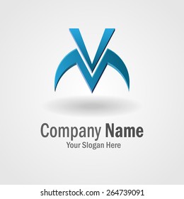 Digital abstract blue logo for your company or business. can be used as a icon or button