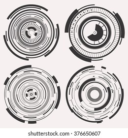 Digital Abstract Cirlce Set Isolated In Whtire Background