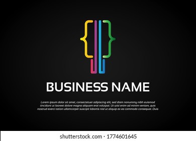 Digital abstract code logo or icon. Colorful coding programmer media logo icon vector for your business or product