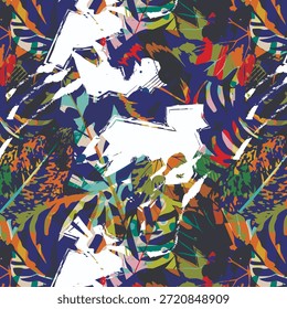 Diseño abstracto digital con colores atrevidos y Formas fluidas, creado para la impresión de tela sin costuras, ideal para textiles de moda y uso de patrones de superficie modernos.