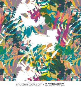 Diseño abstracto digital con colores atrevidos y Formas fluidas, creado para la impresión de tela sin costuras, ideal para textiles de moda y uso de patrones de superficie modernos.