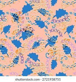 Diseño abstracto digital con colores atrevidos y Formas fluidas, ideal para la impresión de la tela, textiles, moda, patrones sin costuras, superficies textiles creativas modernas, fondos, impresiones