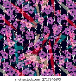 Digitales abstraktes Design mit fließenden Formen, lebendigen Farben und subtilen Texturen, ideal für Stoffdruck, Modetextilien, Heimdekoration und moderne Oberflächenmuster-Anwendungsdesigns.