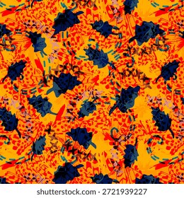 Digital abstract design with vibrant colors and flowing shapes, ideal for fabric printing, textiles, fashion, seamless patterns, modern creative textile backgrounds, surfaces, prints