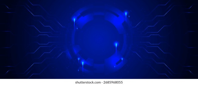 Globo Abstractas Digital: Una ilustración abstracta de un globo tecnológico contra un telón de fondo azul vibrante, irradiando redes interconectadas. Perfecto para representar la comunicación global.