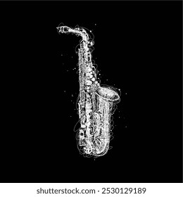 digital abstract hand draw saxophone scribble art style 