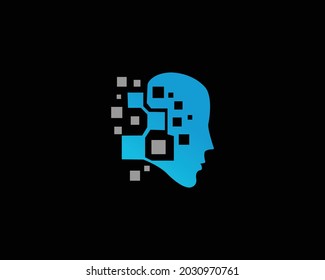 Resumen digital Elemento vector de logotipo creativo de cabeza humana.